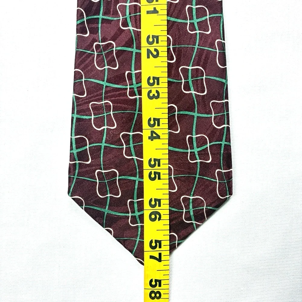 Polo Ralph Lauren Silk Tie Burgundy Abstract Art Print Hand Made USA